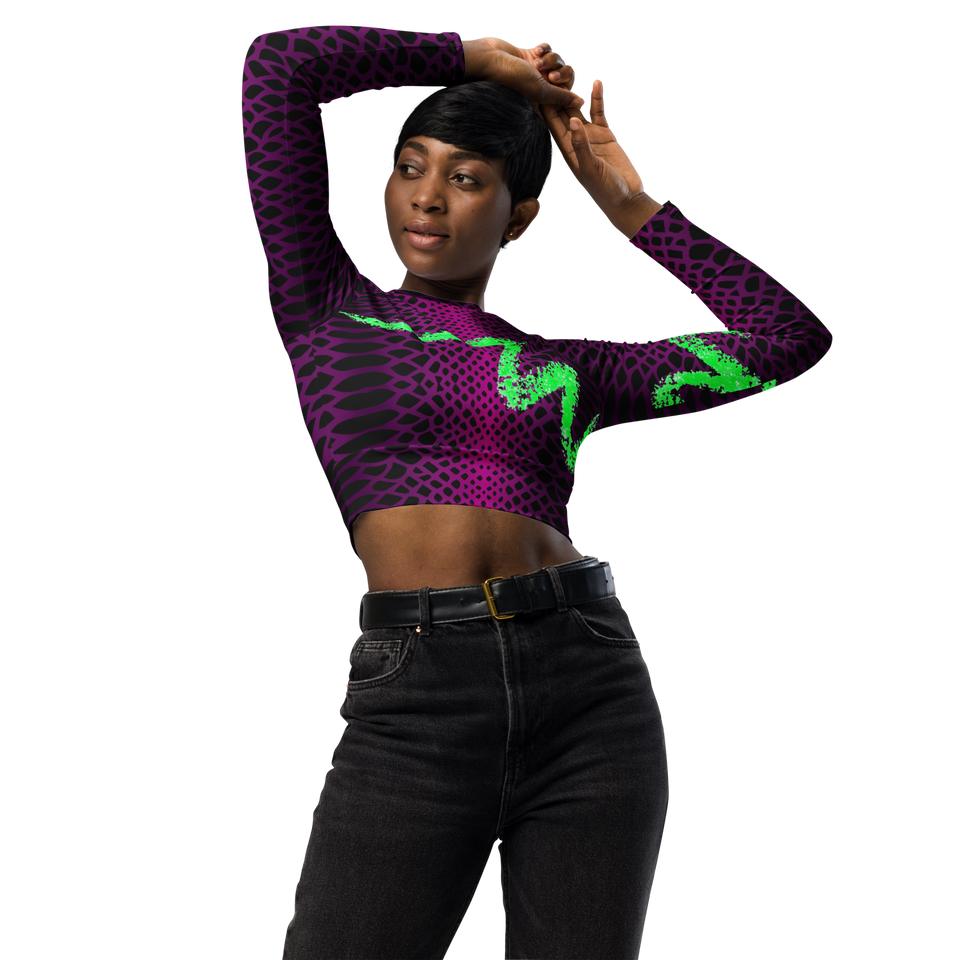 Sauvage Violette Long-Sleeve Crop Top