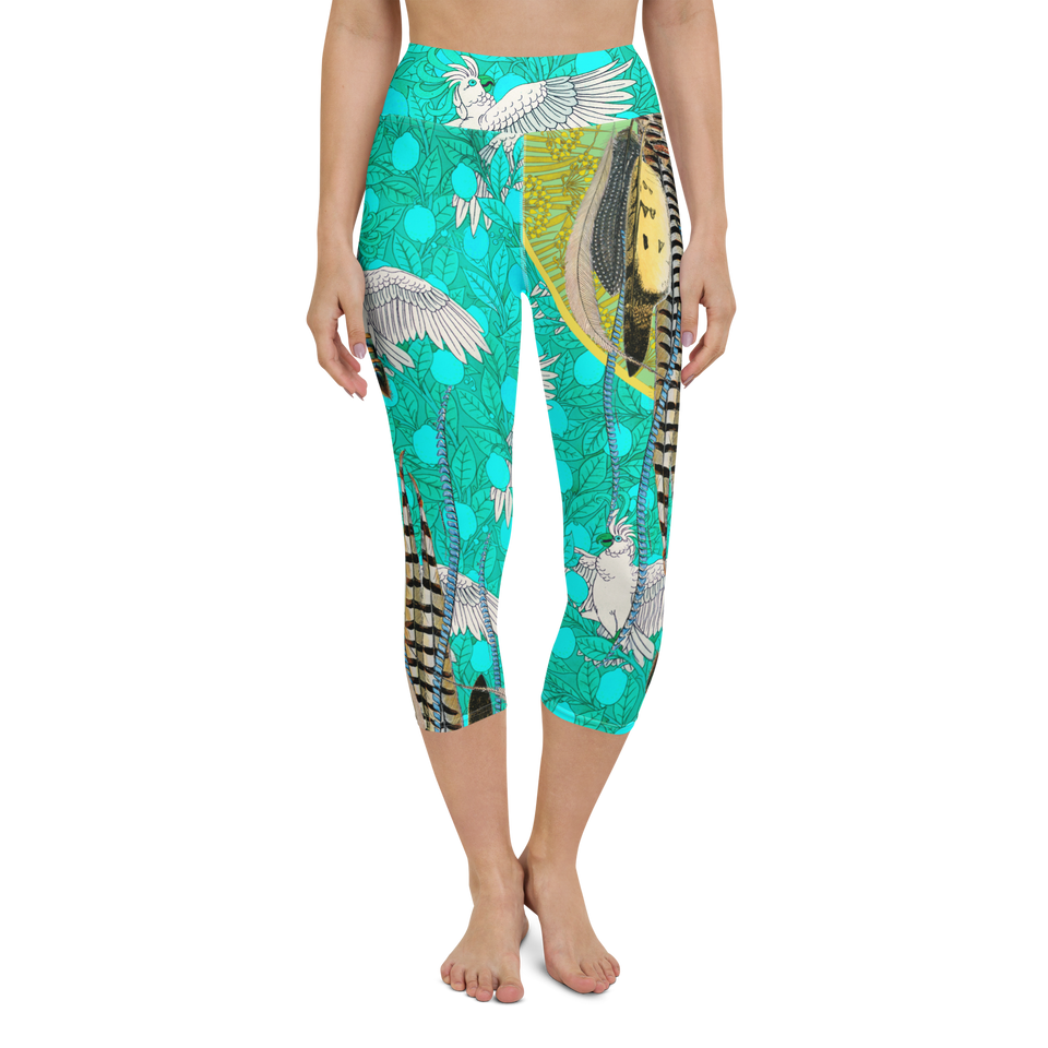 Paradis Turquoise High-Rise Capri Leggings