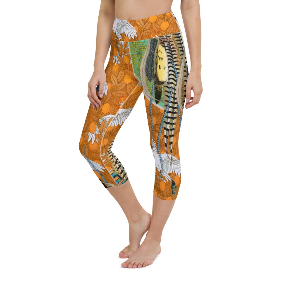 Paradis Orange High-Rise Capri Leggings