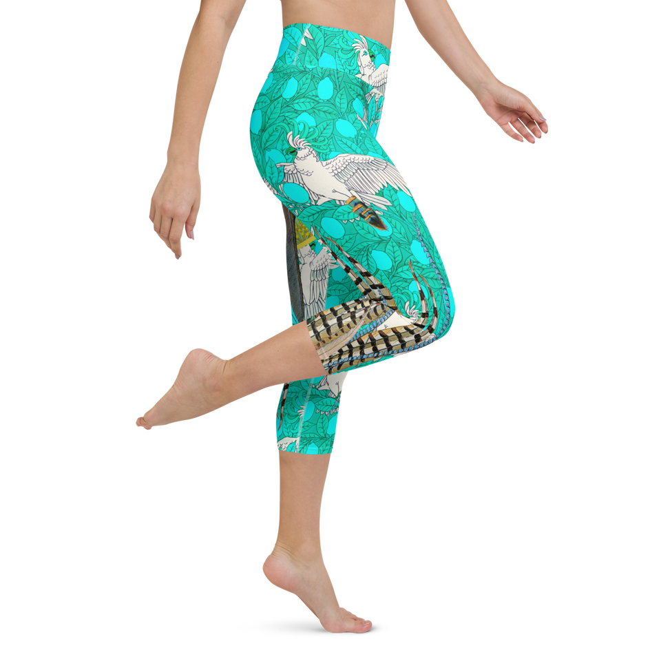 Paradis Turquoise High-Rise Capri Leggings